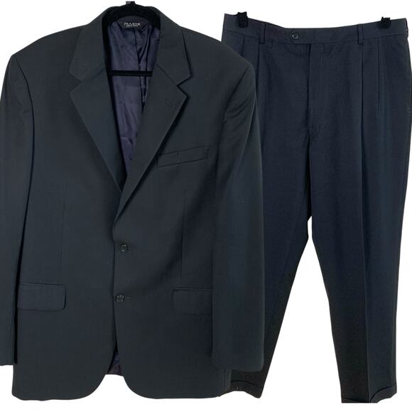 Jos A Bank Sz 44L/39L Signature Fit Wool Suit w/ Sport Coat BlazerBlack Cuffs